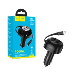 Hoco Car Charger NZ15 Unimpeded 2 Port USB+Type-C 60W with Type-C Cable Black Hoco Car Charger NZ15 Unimpeded 2 Port USB+Type-C 60W with Type-C Cable Black